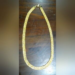 Vintage Gold Shield Nugget Necklace 18"